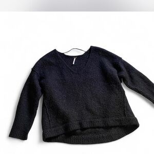 Free People Aplaca Blend Black V-Neck Sweater Oversized‎ size small